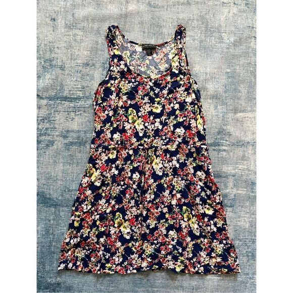 Forever 21 Plus Size Navy Blue Floral Sleeveless Mini Dress w Pockets Size 2X - Picture 1 of 8